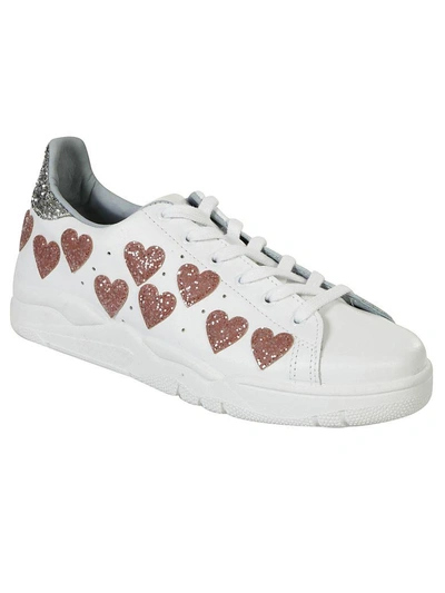 Shop Chiara Ferragni Heart Glitter Sneakers In Bianco