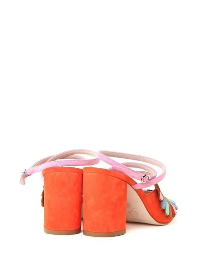 Shop Paula Cademartori Lexie Classic Multicolored-suede Sandals In Rosso