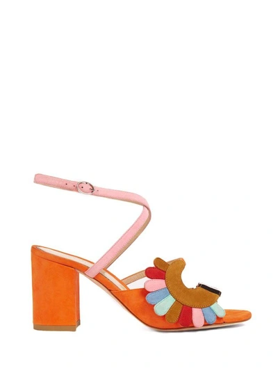 Shop Paula Cademartori Lexie Classic Multicolored-suede Sandals In Rosso