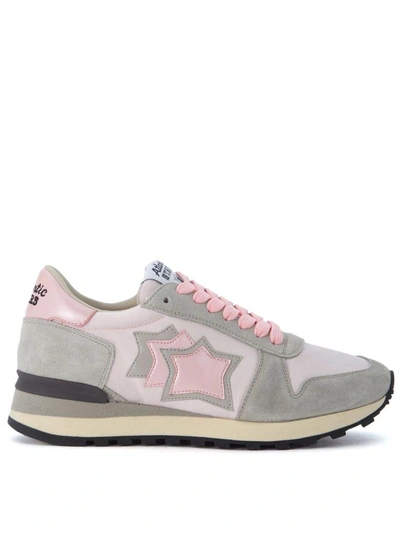 Shop Atlantic Stars Alhena Grey Leather And Pink Nylon Sneakers In Multicolor