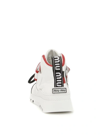 Shop Miu Miu Nappa Sneakers In Bianco