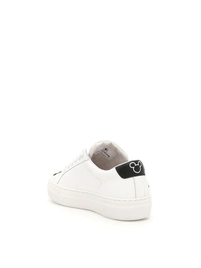 Shop Moa Master Of Arts Leather Disney Sneakers In Bianco