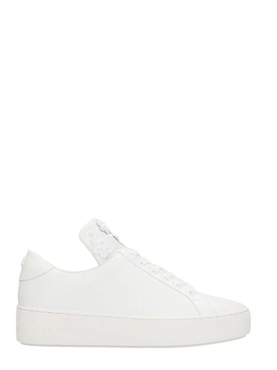 Shop Michael Kors Mindy Lace Up White Leather Sneakers