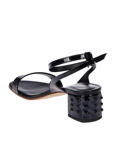 Shop Tod's Stud Detail Sandals In Black