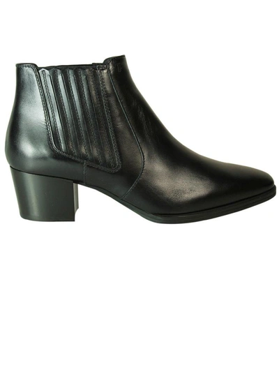 Shop Tod's Black Leather Mid-heel Ankle Boots