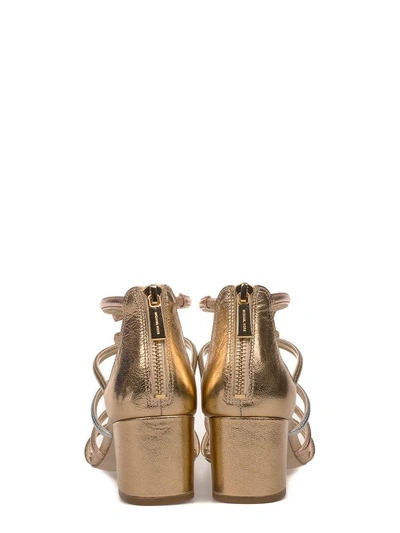 Shop Michael Kors Gold-silver-cooper Veronica Leather Heeled Sandal