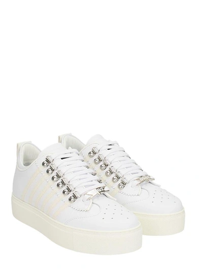 Shop Dsquared2 Sneakers In White Leather
