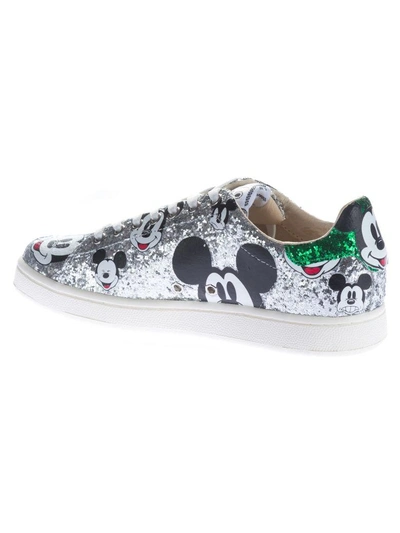 Shop Moa Master Of Arts Moa Mickey Glitter Sneakers In Silver