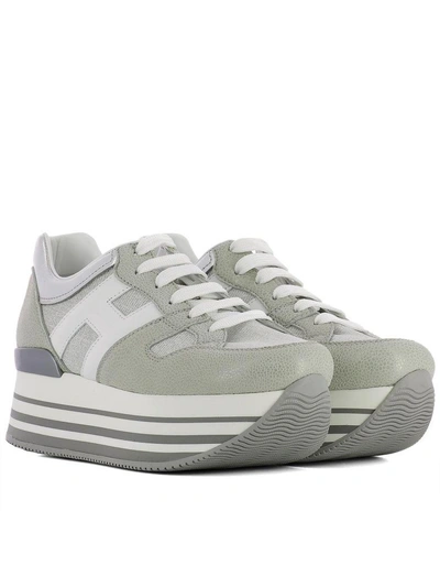 Shop Hogan Grey Suede Sneakers