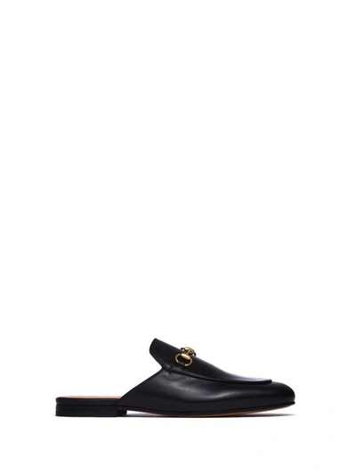 Shop Gucci Princetown Black Leather Slippers In Nero