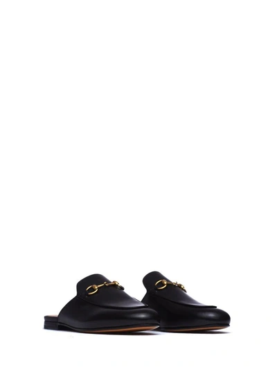 Shop Gucci Princetown Black Leather Slippers In Nero