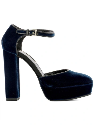 Shop Etro Blue Velvet Pump