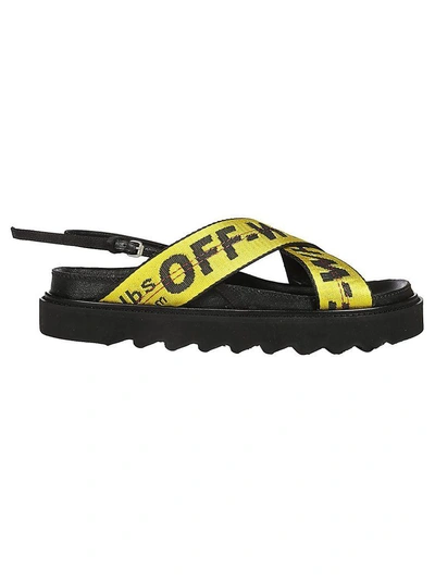 Shop Off-white Buckle Strap Flat Sandals