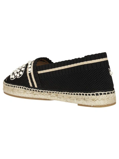 Shop Fendi Embroidered Espadrillas In Nero