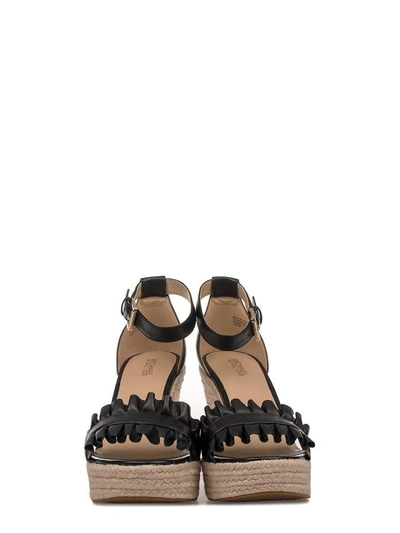 Shop Michael Kors Black Bella Leather Wedge Sandal