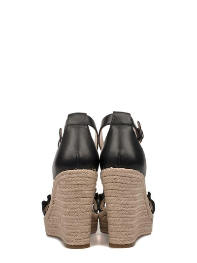 Shop Michael Kors Black Bella Leather Wedge Sandal