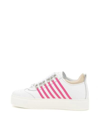 Shop Dsquared2 Calfskin Sneakers In Bianco Fuxia|bianco