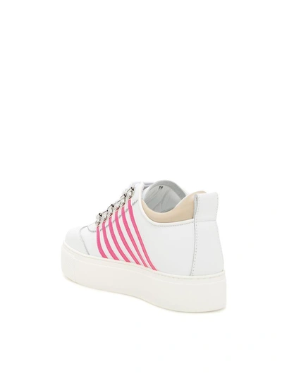 Shop Dsquared2 Calfskin Sneakers In Bianco Fuxia|bianco