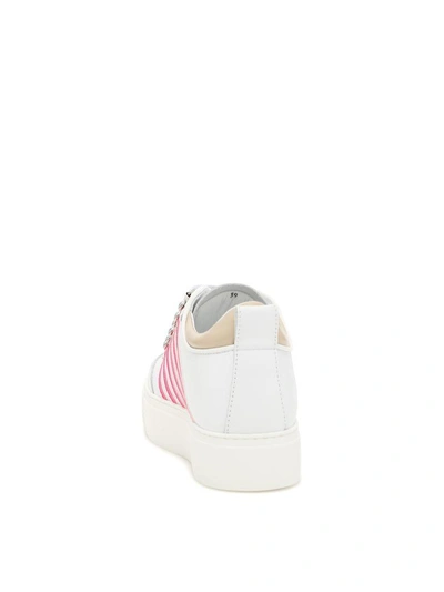 Shop Dsquared2 Calfskin Sneakers In Bianco Fuxia|bianco