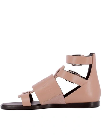 Shop Balmain Pink Leather Sandals
