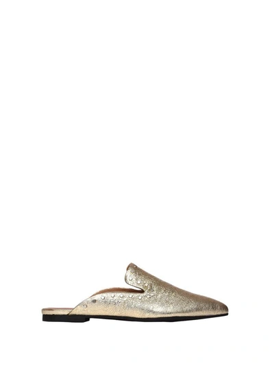 Shop Janet & Janet Leah Gold Slippers In Dorato