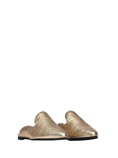 Shop Janet & Janet Leah Gold Slippers In Dorato