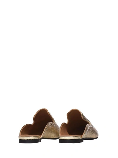 Shop Janet & Janet Leah Gold Slippers In Dorato