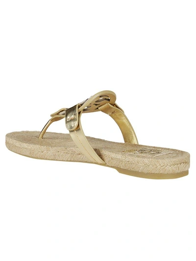 Shop Tory Burch Feather Flat Sandals In Gold