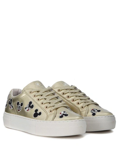 Shop Moa Master Of Arts Moa Mickey Mouse Gold Leather Sneakers In Oro