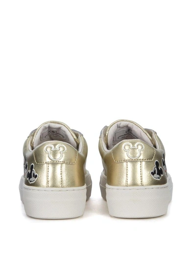 Shop Moa Master Of Arts Moa Mickey Mouse Gold Leather Sneakers In Oro