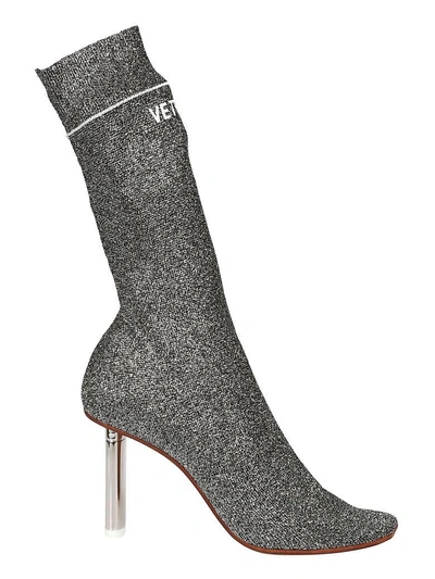 Shop Vetements Sock Ankle Boots In Silver