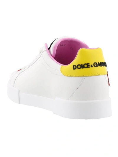 Shop Dolce & Gabbana Portofino Sneakers In White Yellow
