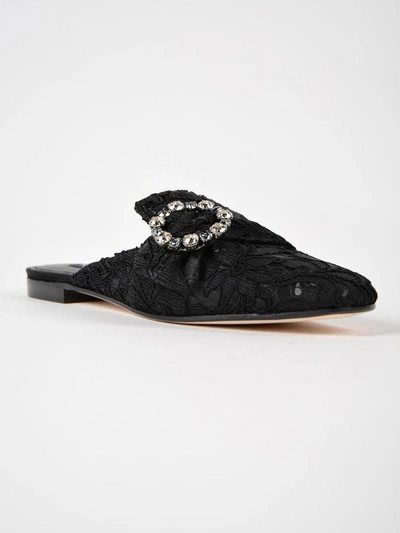 Shop Dolce & Gabbana Embellished Lace Mules In Nero