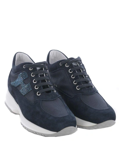 Shop Hogan Embellished Mid-cut Sneakers In Blu