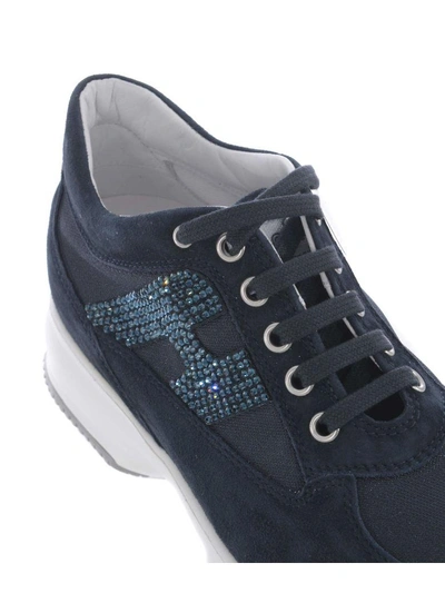 Shop Hogan Embellished Mid-cut Sneakers In Blu