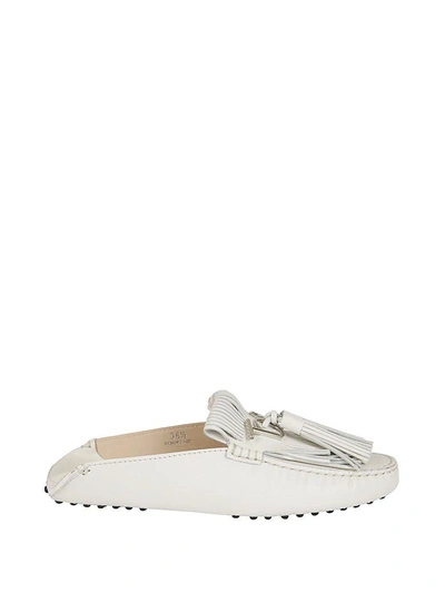 Shop Tod's Tassel Collapsible Loafers In White