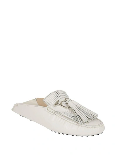 Shop Tod's Tassel Collapsible Loafers In White