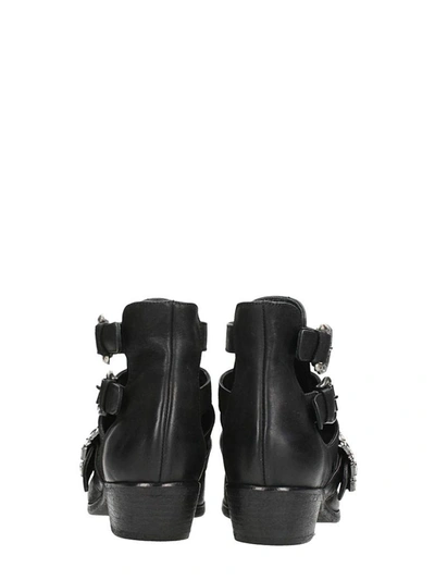 Shop Elena Iachi Open Black Leather Ankle Boots