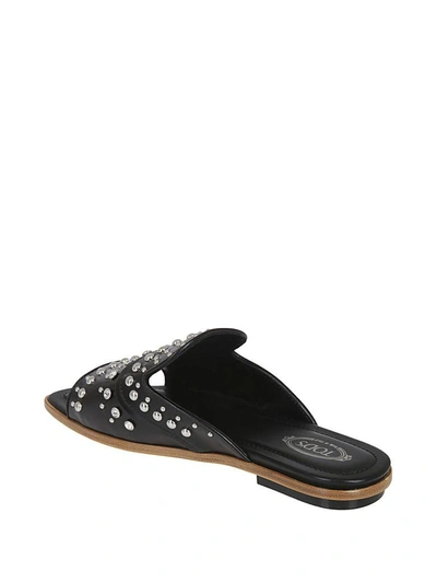 Shop Tod's Studded Mules In Black