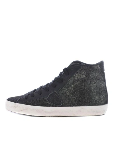 Shop Philippe Model Paris Hd Glitter Hi-top Sneakers In Nero