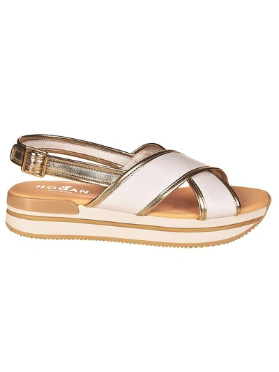 Shop Hogan Crossover Sandals In White