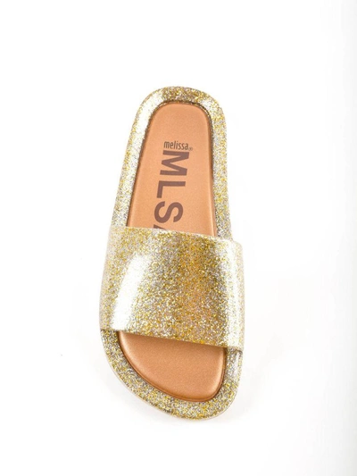 Shop Melissa Glittering Detail Sliders In Gold Glitter