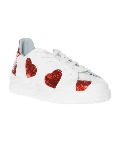 Shop Chiara Ferragni Glitter Heart Sneakers In White