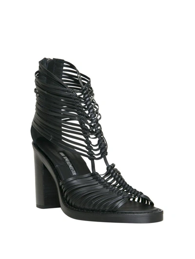 Shop Ann Demeulemeester Leather Sandals In Nero