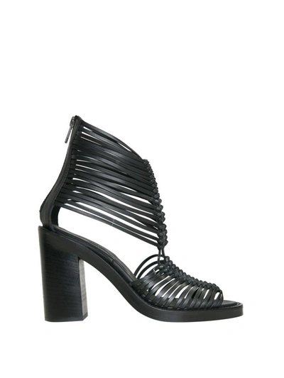 Shop Ann Demeulemeester Leather Sandals In Nero
