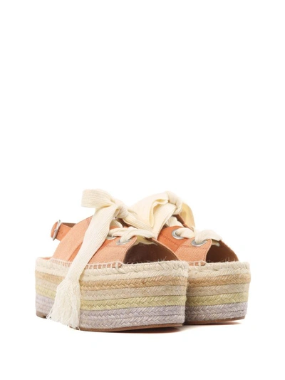 Shop See By Chloé Qai Suede And Canvas Platform Espadrille Sandals In Albicocca