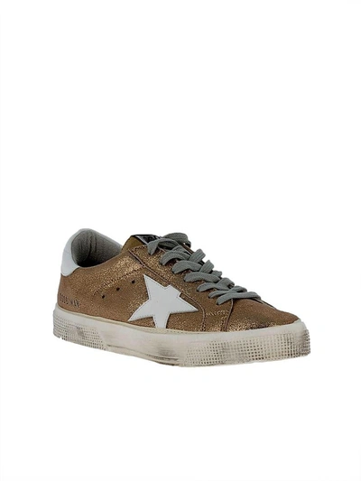 Shop Golden Goose Gold Leather Sneakers