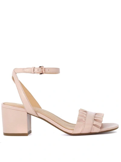 Shop Michael Kors Bella Pink Leather Sandal With Ruffle In Rosa