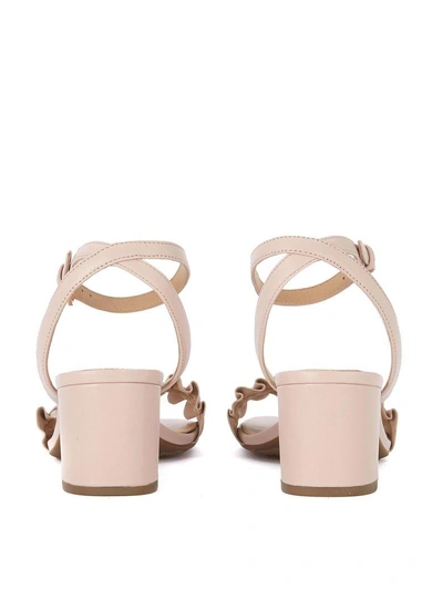 Shop Michael Kors Bella Pink Leather Sandal With Ruffle In Rosa