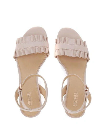Shop Michael Kors Bella Pink Leather Sandal With Ruffle In Rosa